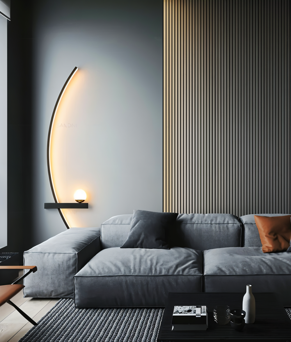 Buet væglampe i aluminium – moderne LED lampe med dæmpbart lys