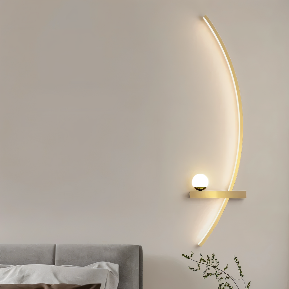 Buet væglampe i aluminium – moderne LED lampe med dæmpbart lys