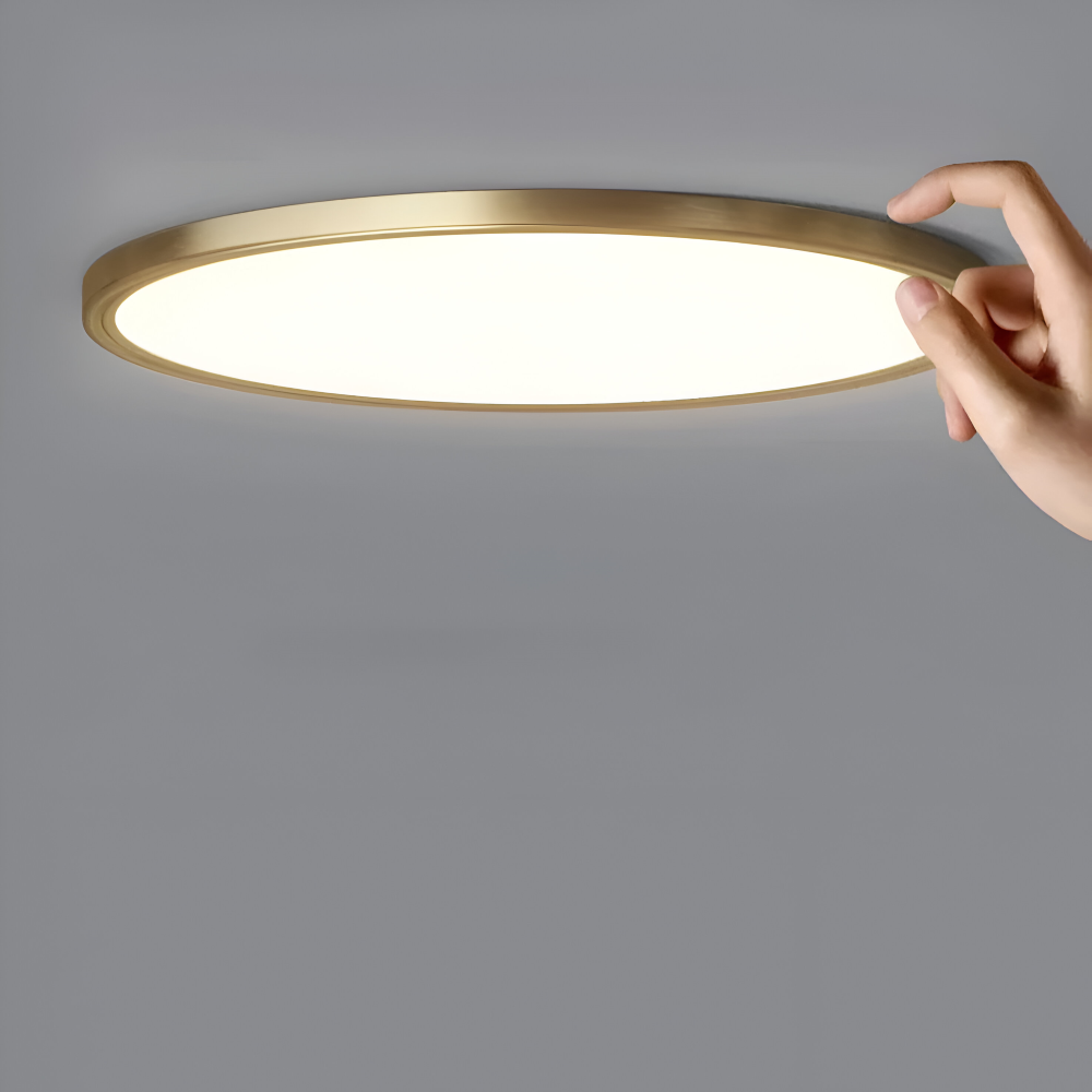 Ultratynd rund LED loftlampe i bronze – elegant og moderne design