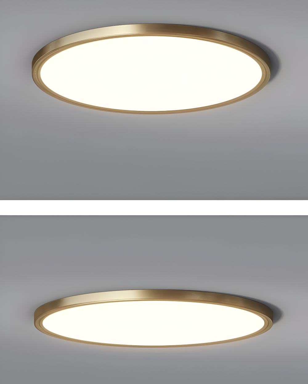 Ultratynd rund LED loftlampe i bronze – elegant og moderne design
