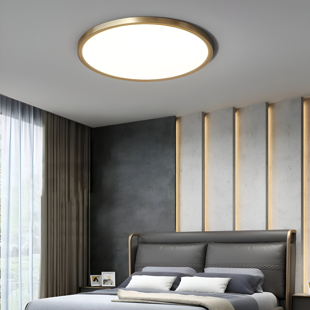 Ultratynd rund LED loftlampe i bronze – elegant og moderne design