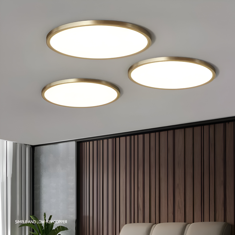 Ultratynd rund LED loftlampe i bronze – elegant og moderne design