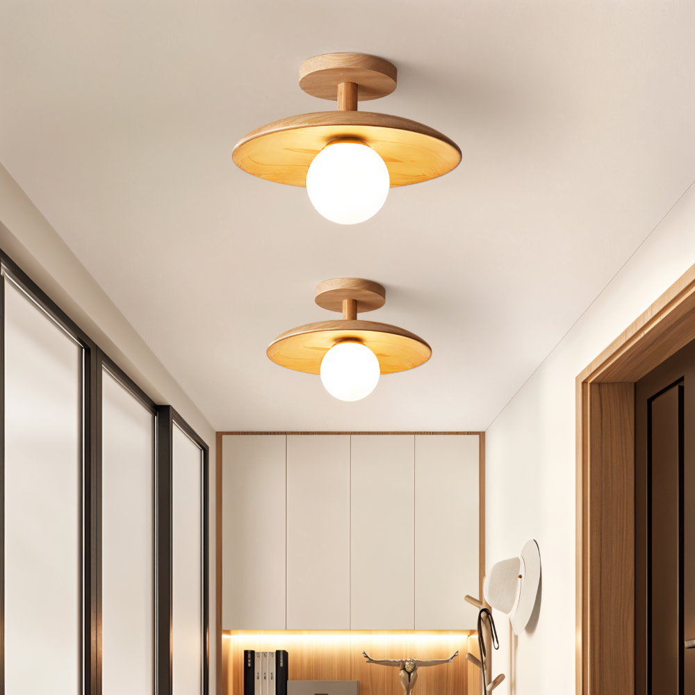LumaWood Loftlampe – Moderne Træ Loftlampe med Indbygget LED