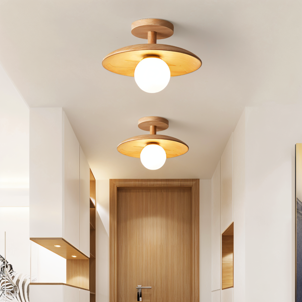 LumaWood Loftlampe – Moderne Træ Loftlampe med Indbygget LED