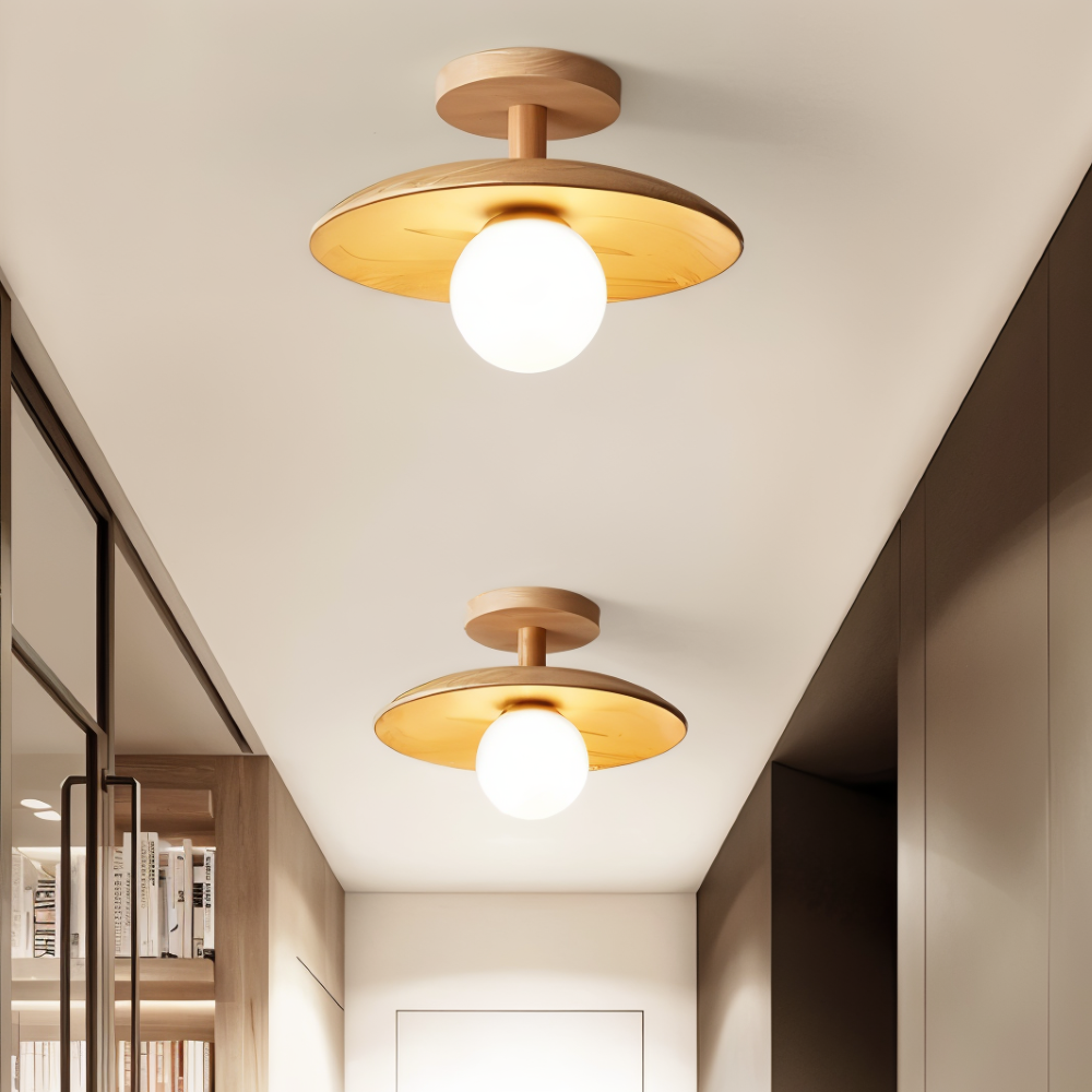 LumaWood Loftlampe – Moderne Træ Loftlampe med Indbygget LED