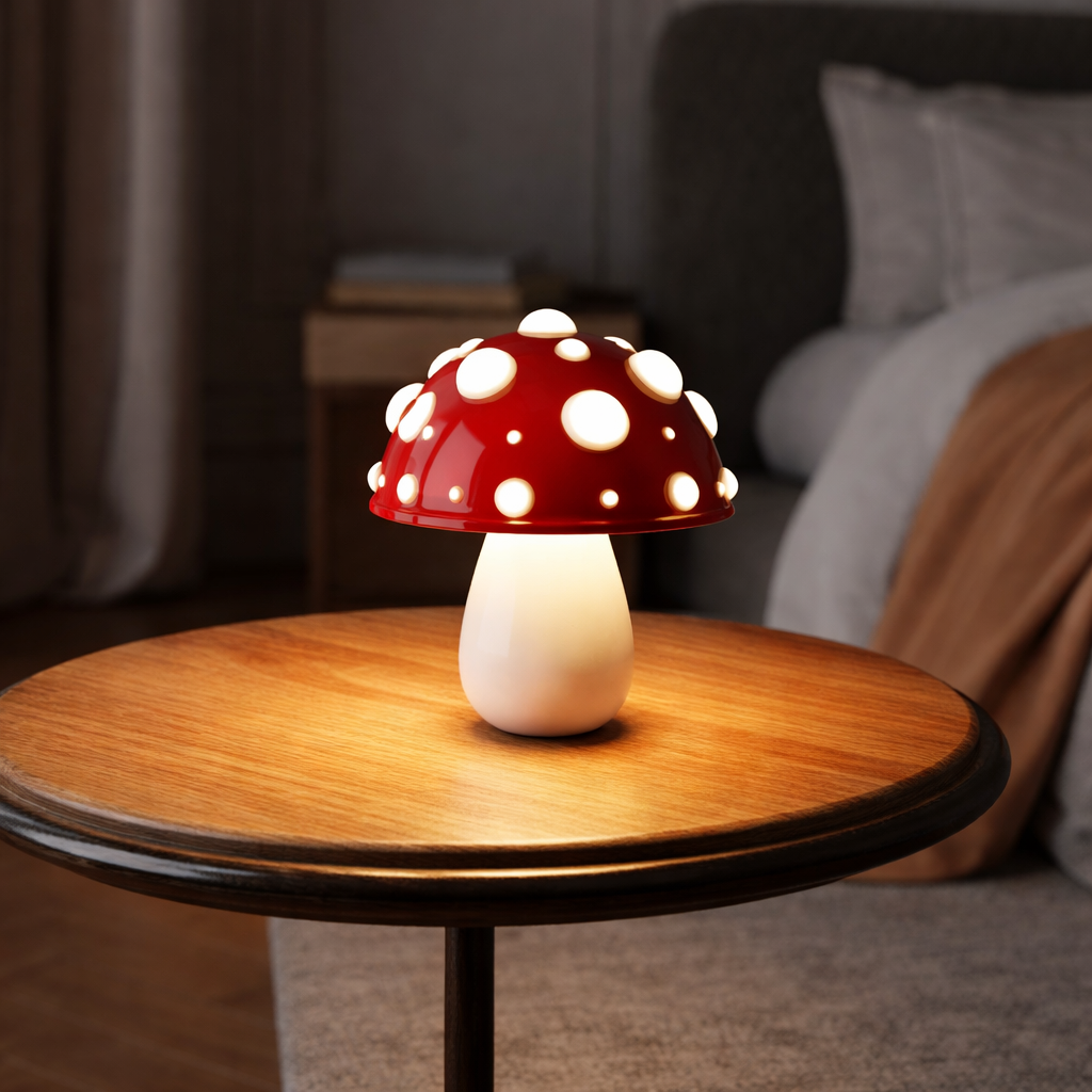 Svampe bordlampe LED med dæmpbart varmt lys – moderne design