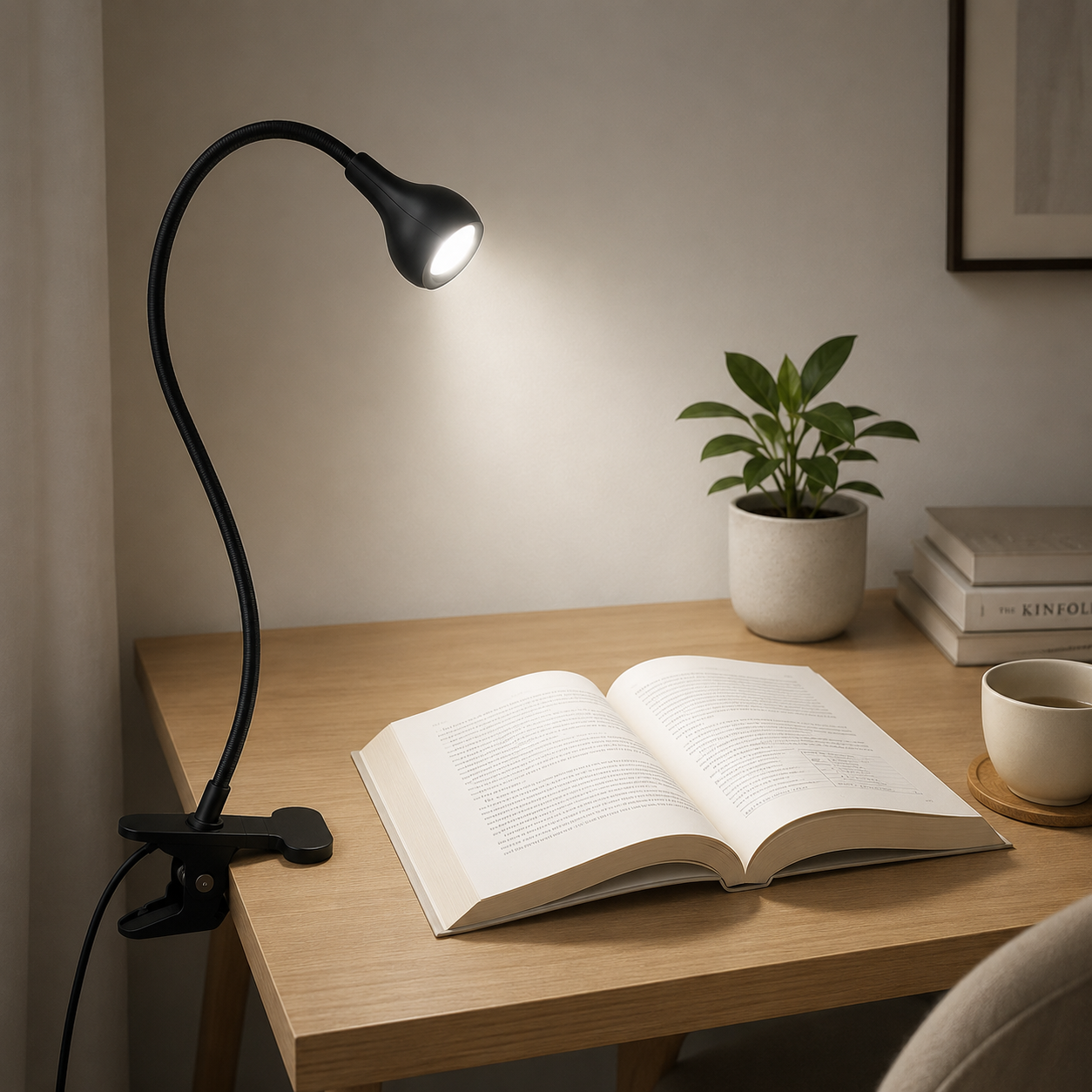 Skrivebordslampe med klemme – fleksibel LED lampe 360° USB