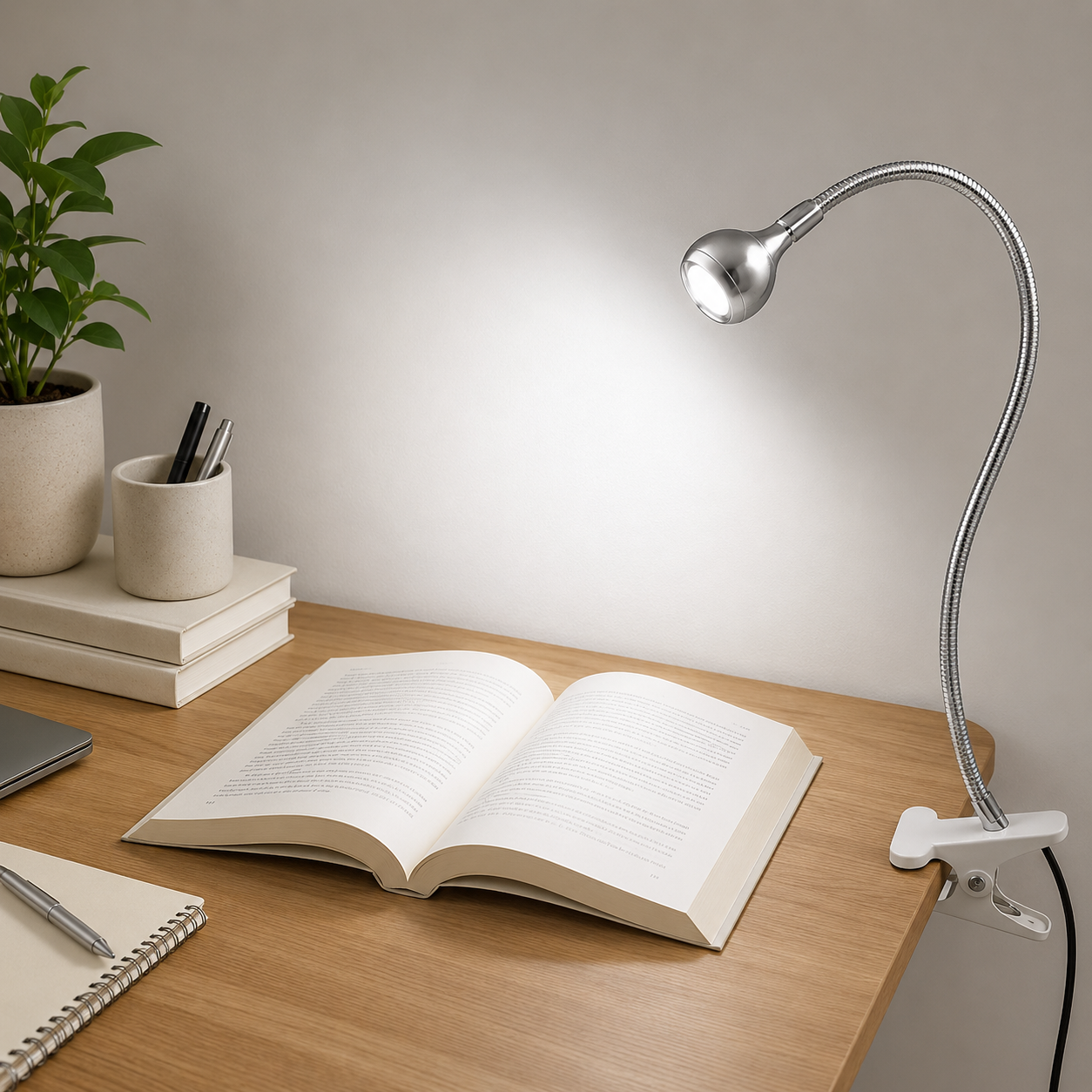 Skrivebordslampe med klemme – fleksibel LED lampe 360° USB
