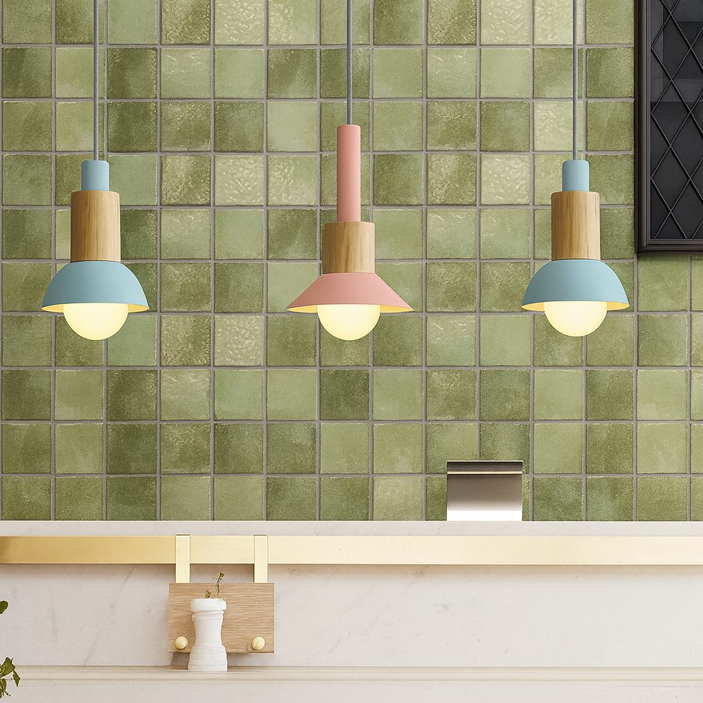 Farverig pendellampe i nordisk stil – macaron design med blødt lys