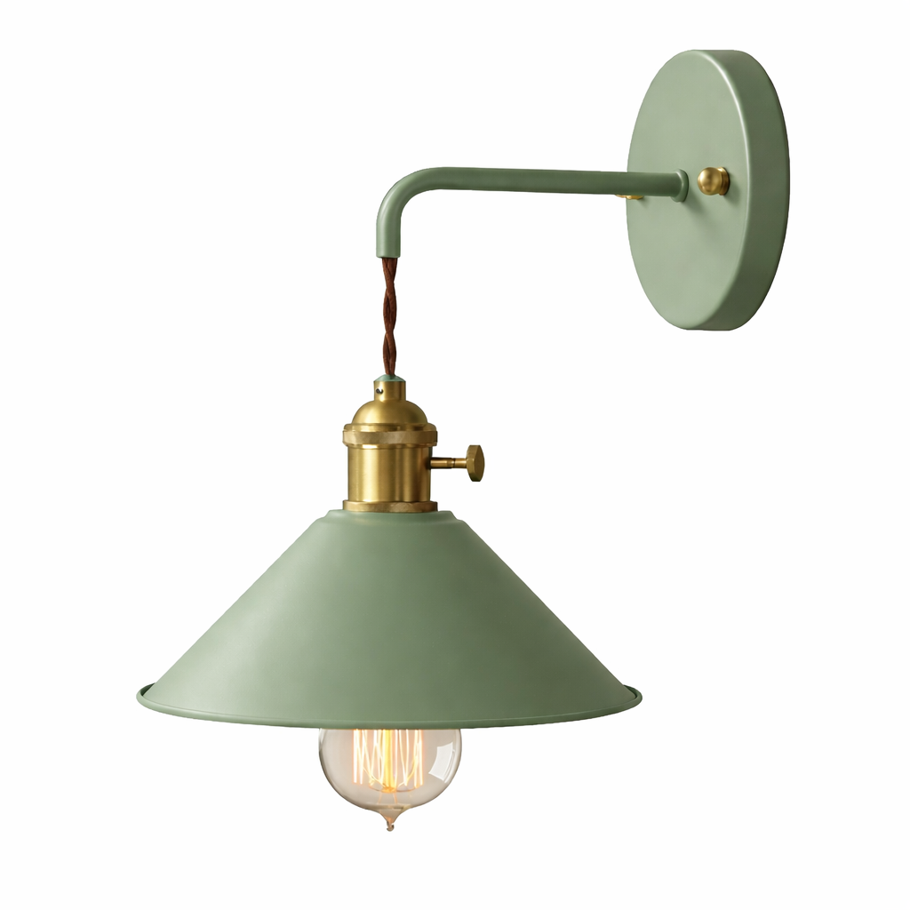 Vintage væglampe i metal – retro konisk design til indendørs belysning