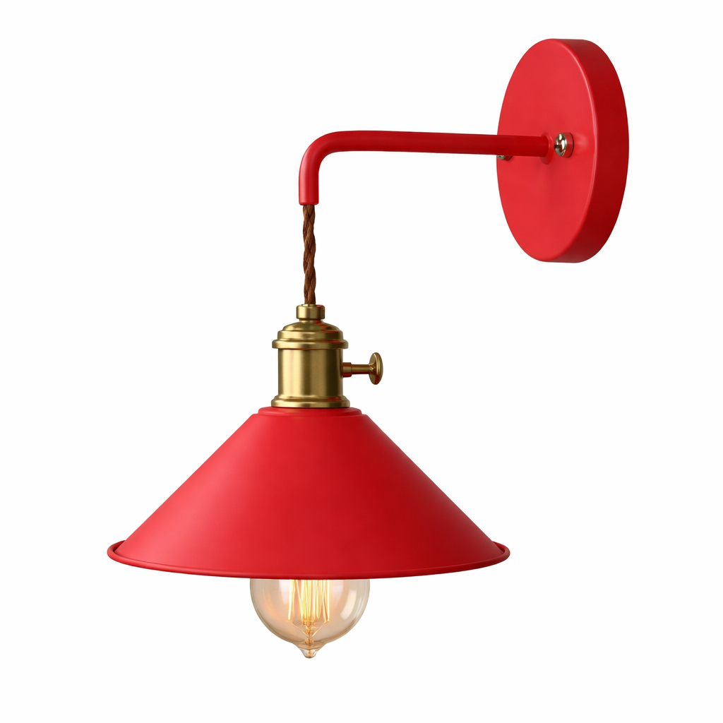 Vintage væglampe i metal – retro konisk design til indendørs belysning