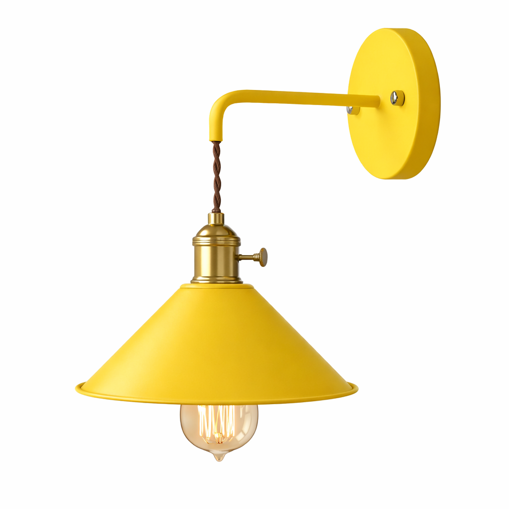 Vintage væglampe i metal – retro konisk design til indendørs belysning