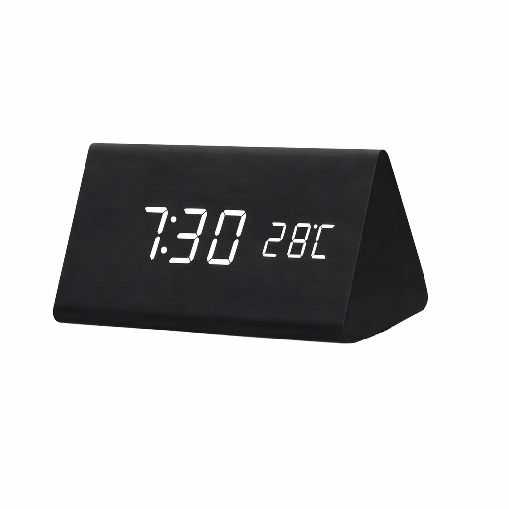 LED vækkeur med digitalt display – moderne design med temperatur