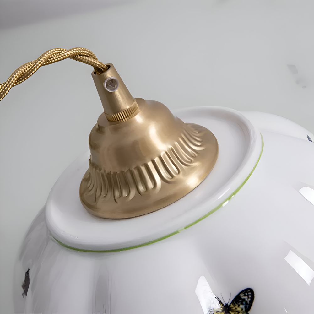 Keramisk pendellampe med sommerfugledesign – LED loftlampe i elegant stil