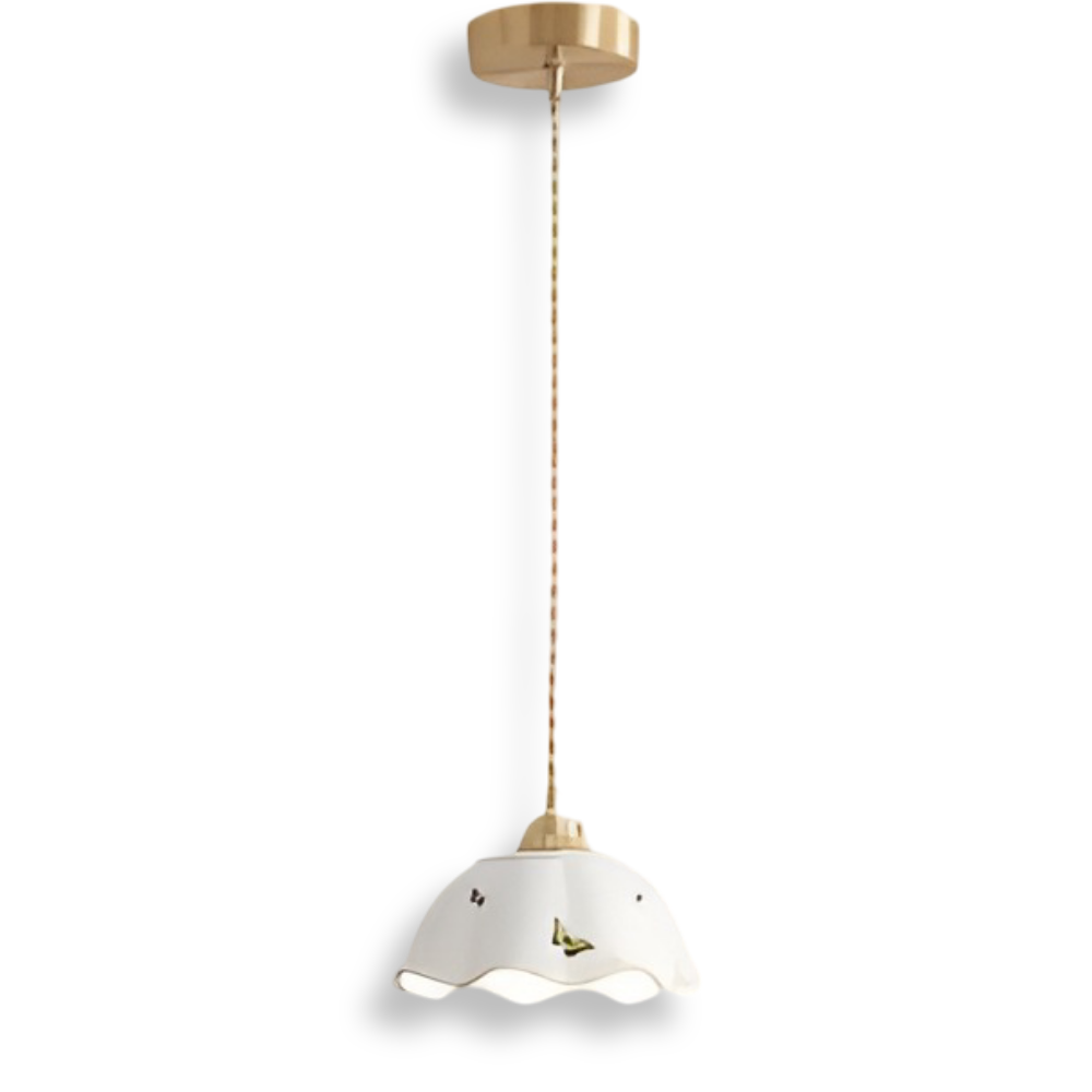 Keramisk pendellampe med sommerfugledesign – LED loftlampe i elegant stil