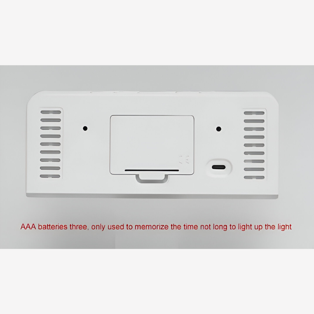 Digital LED vækkeur i moderne design – lydløs og minimalistisk