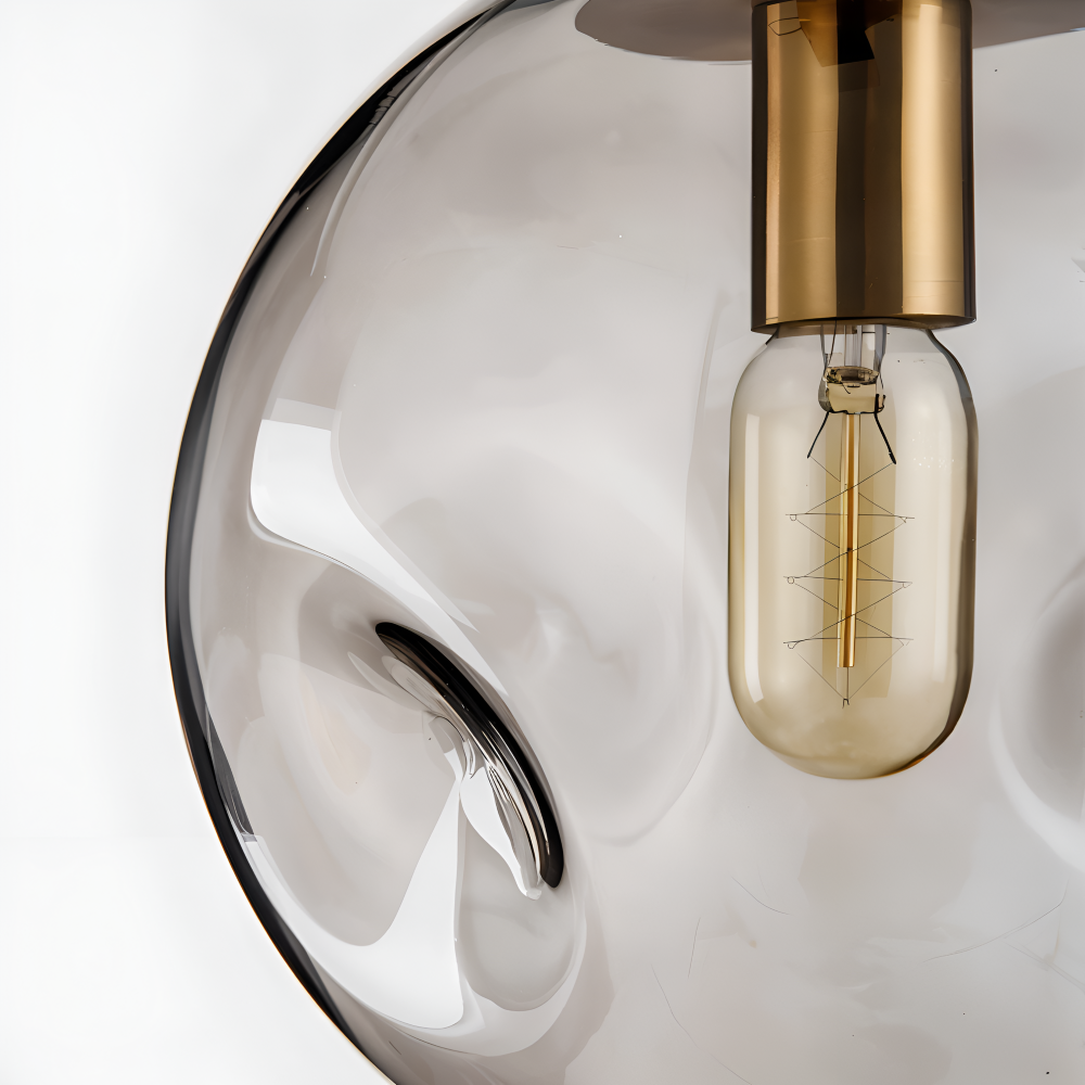 ChampAura Pendel – Vintage Pendellampe i Champagnegråt Glas & Krom