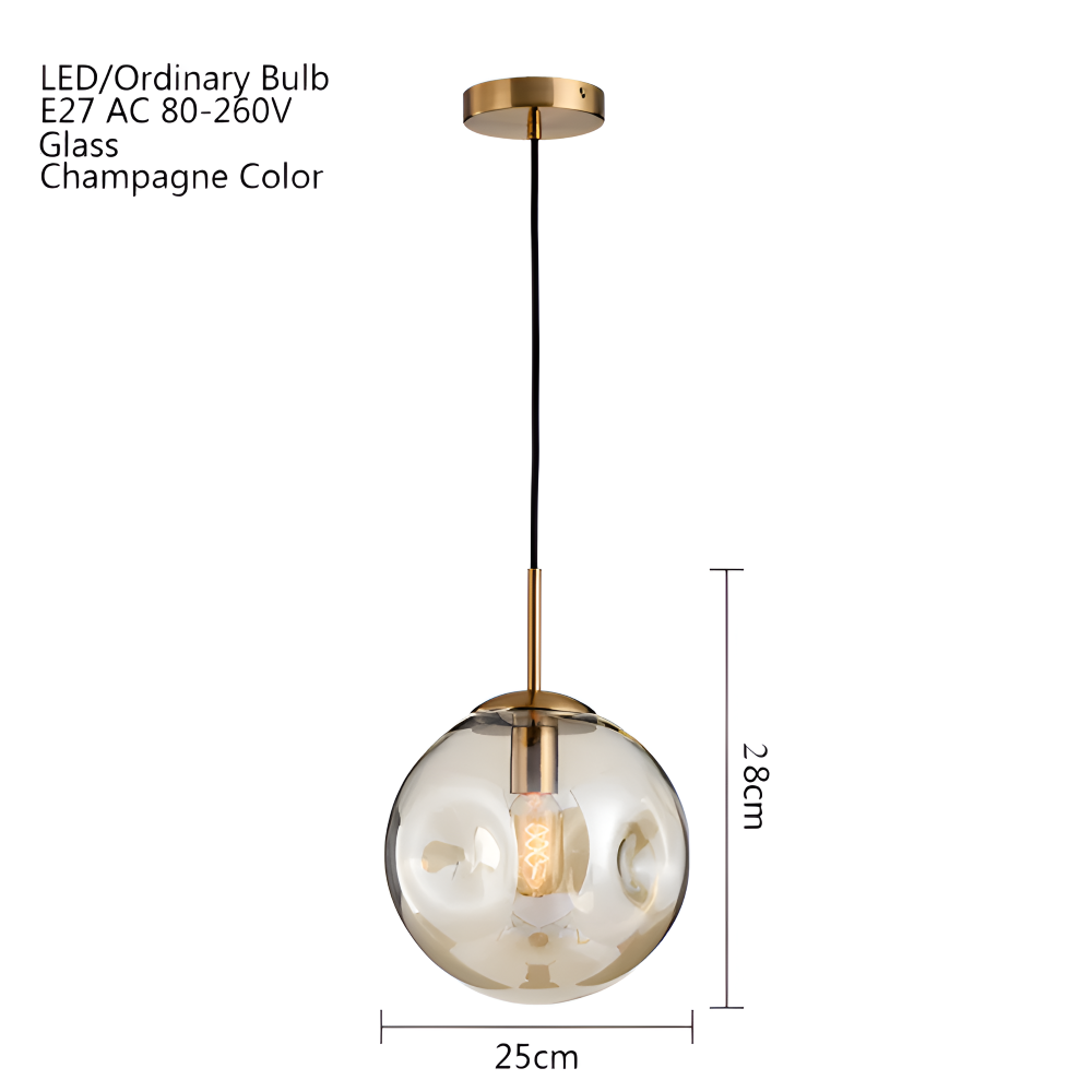 ChampAura Pendel – Vintage Pendellampe i Champagnegråt Glas & Krom