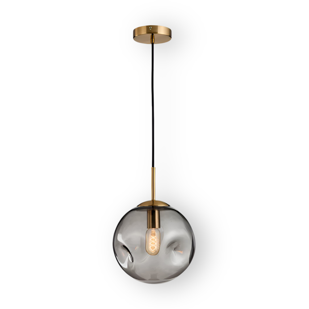 ChampAura Pendel – Vintage Pendellampe i Champagnegråt Glas & Krom