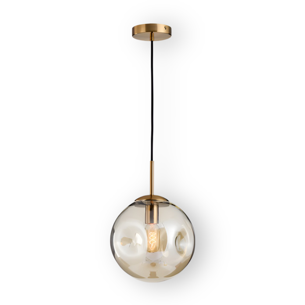 ChampAura Pendel – Vintage Pendellampe i Champagnegråt Glas & Krom
