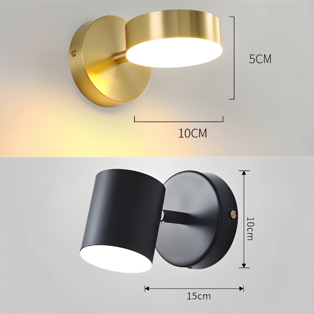 Cylindrisk væglampe i metal – moderne LED spot til indendørs