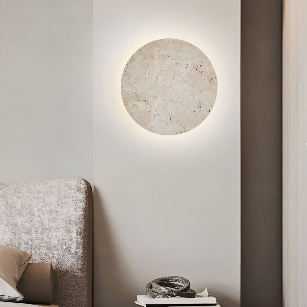 Cirkulær travertin væglampe i japansk stil med LED