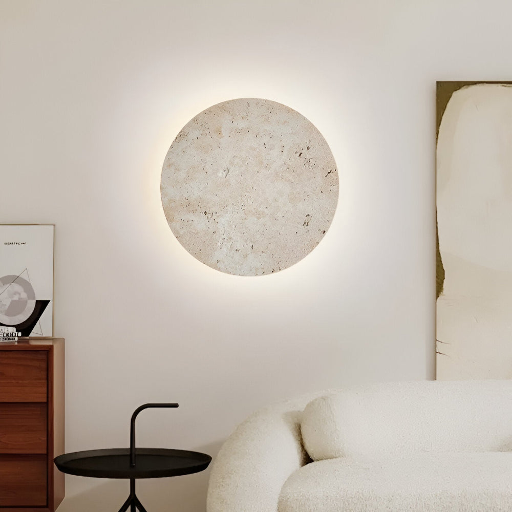 Cirkulær travertin væglampe i japansk stil med LED
