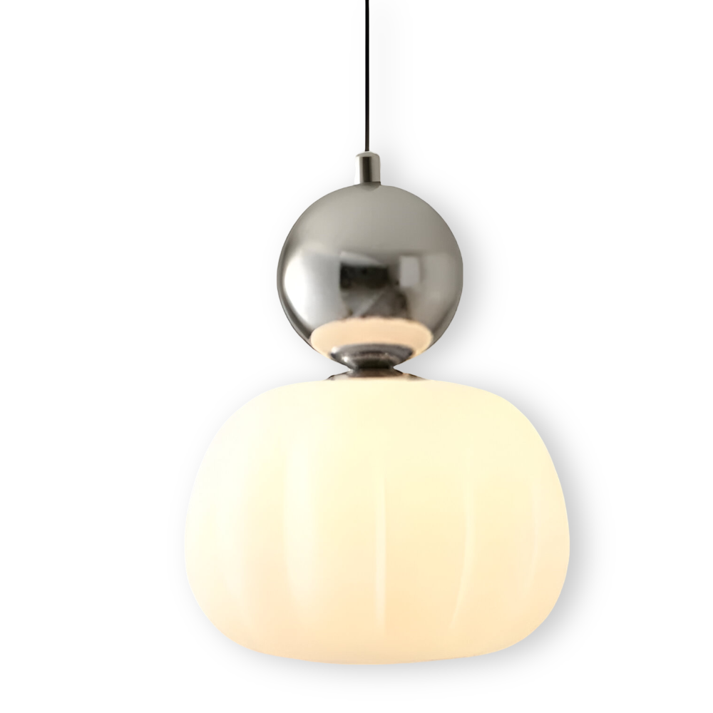 Crémura – Klassisk Art Deco pendellampa i crème og metal