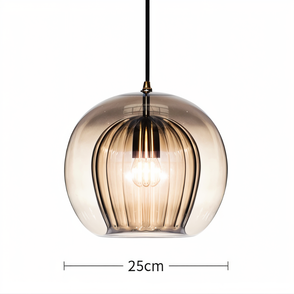 Gloréa Pendellampe – Kugleformet Glaspendel med Vintage Elegance