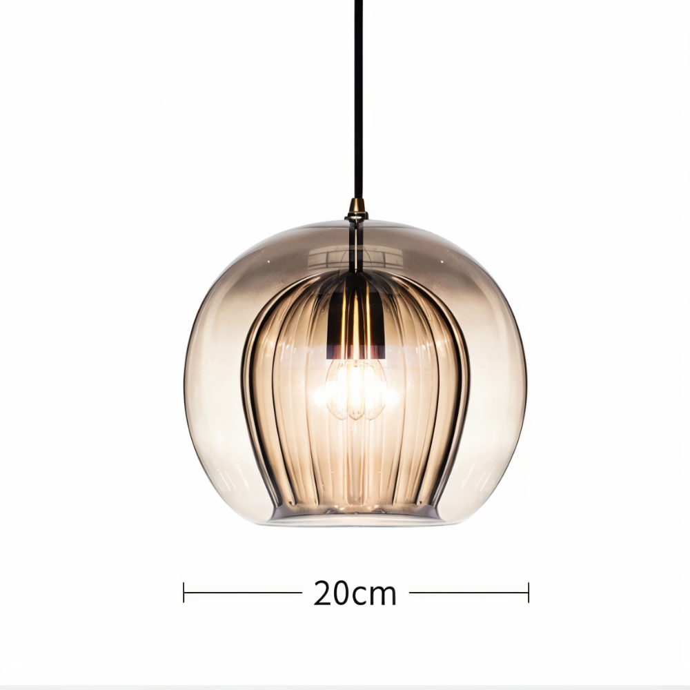 Gloréa Pendellampe – Kugleformet Glaspendel med Vintage Elegance