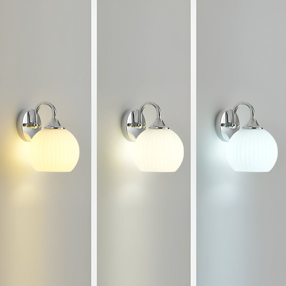 Rillet glas væglampe i kugledesign – moderne væglampe