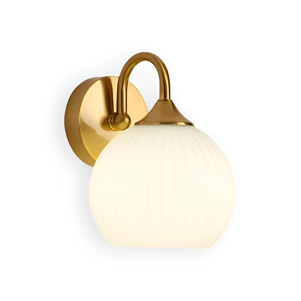 Rillet glas væglampe i kugledesign – moderne væglampe