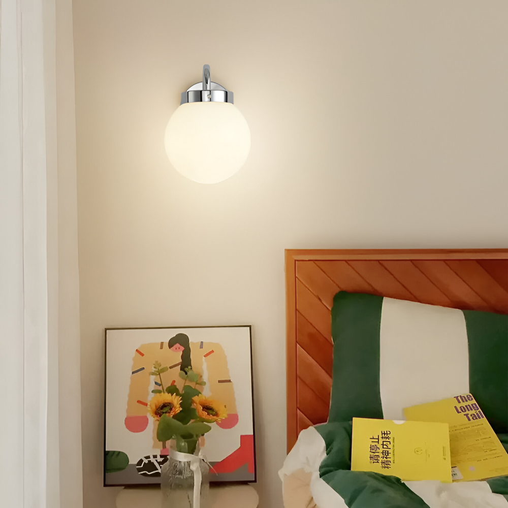 Rillet glas væglampe i kugledesign – moderne væglampe