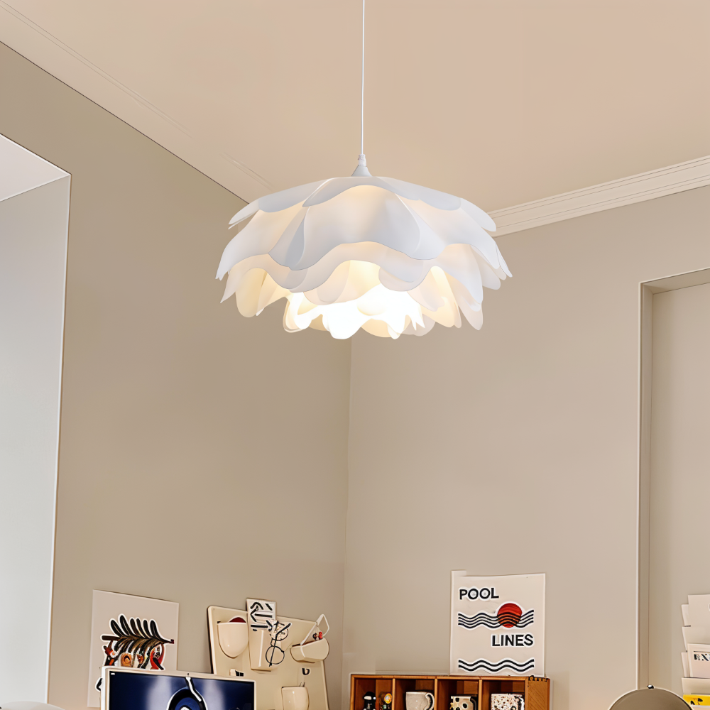 Designer loftlampe med blomsterformet design til spisebord