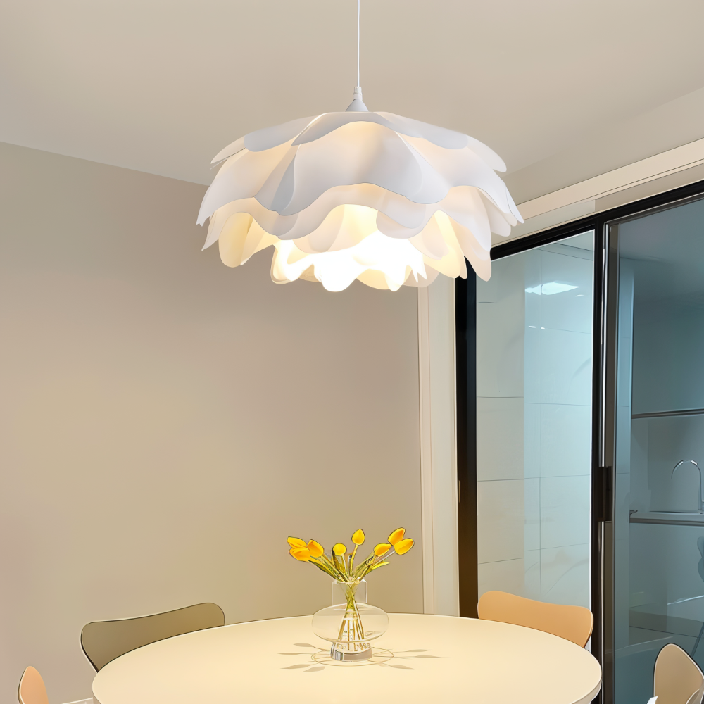 Designer loftlampe med blomsterformet design til spisebord