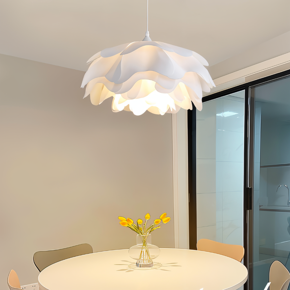 Designer loftlampe med blomsterformet design til spisebord
