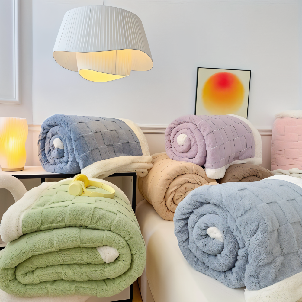 Vendbar fleeceplaid – tyk og varm vinterplaid med ternet design