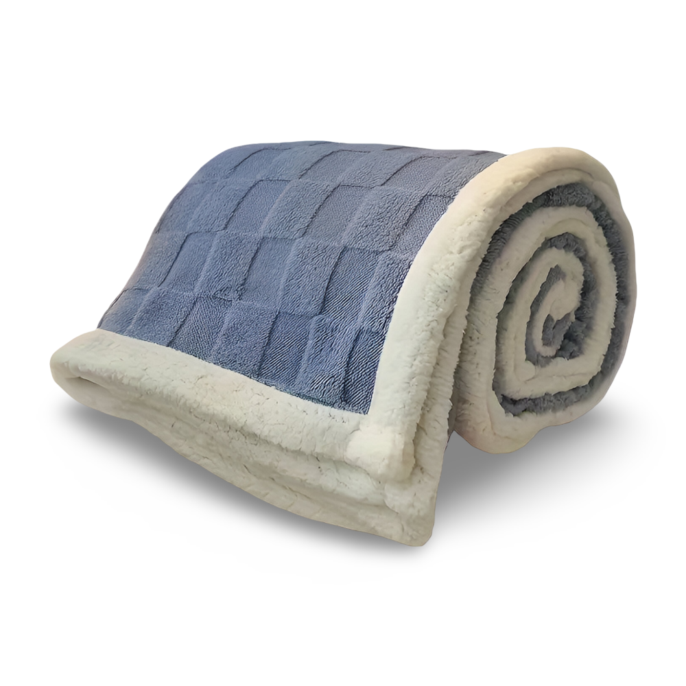 Vendbar fleeceplaid – tyk og varm vinterplaid med ternet design