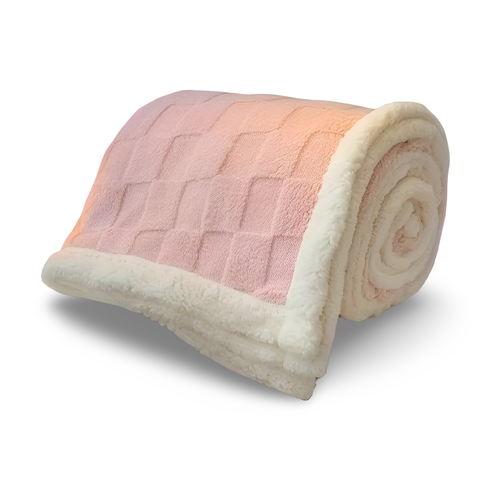 Vendbar fleeceplaid – tyk og varm vinterplaid med ternet design