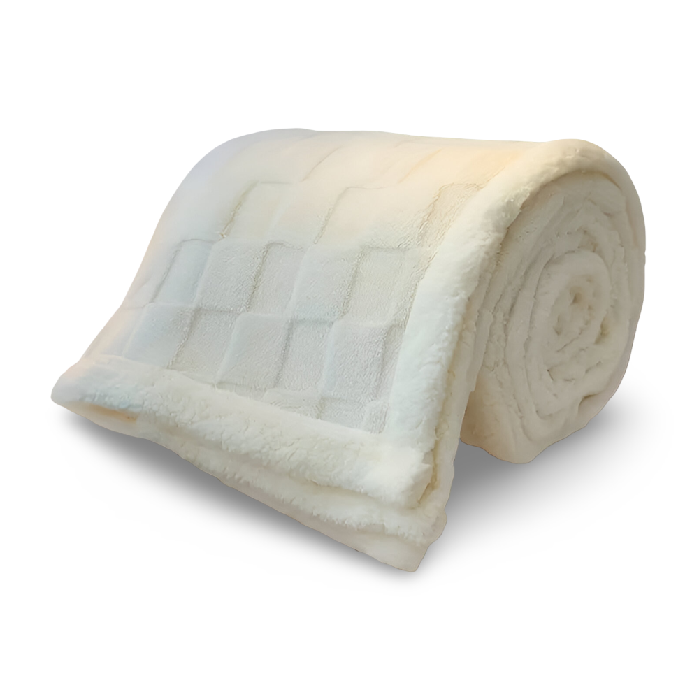 Vendbar fleeceplaid – tyk og varm vinterplaid med ternet design