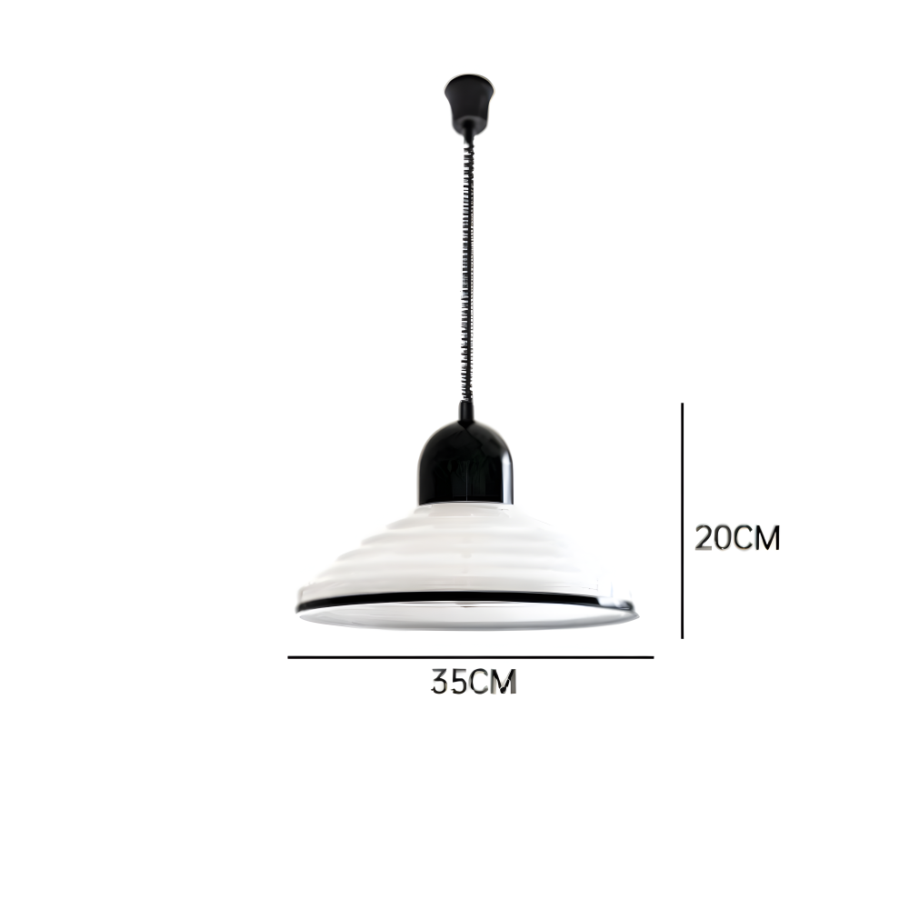CrèmeLune Loftlampe – Moderne Cremefarvet Pendellampe med Sort Spiralkabel