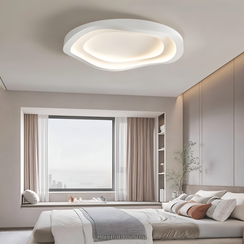 Lumivara Loftlampe – Dæmpbar Hvid LED Loftlampe med Kurvet Minimalistisk Design
