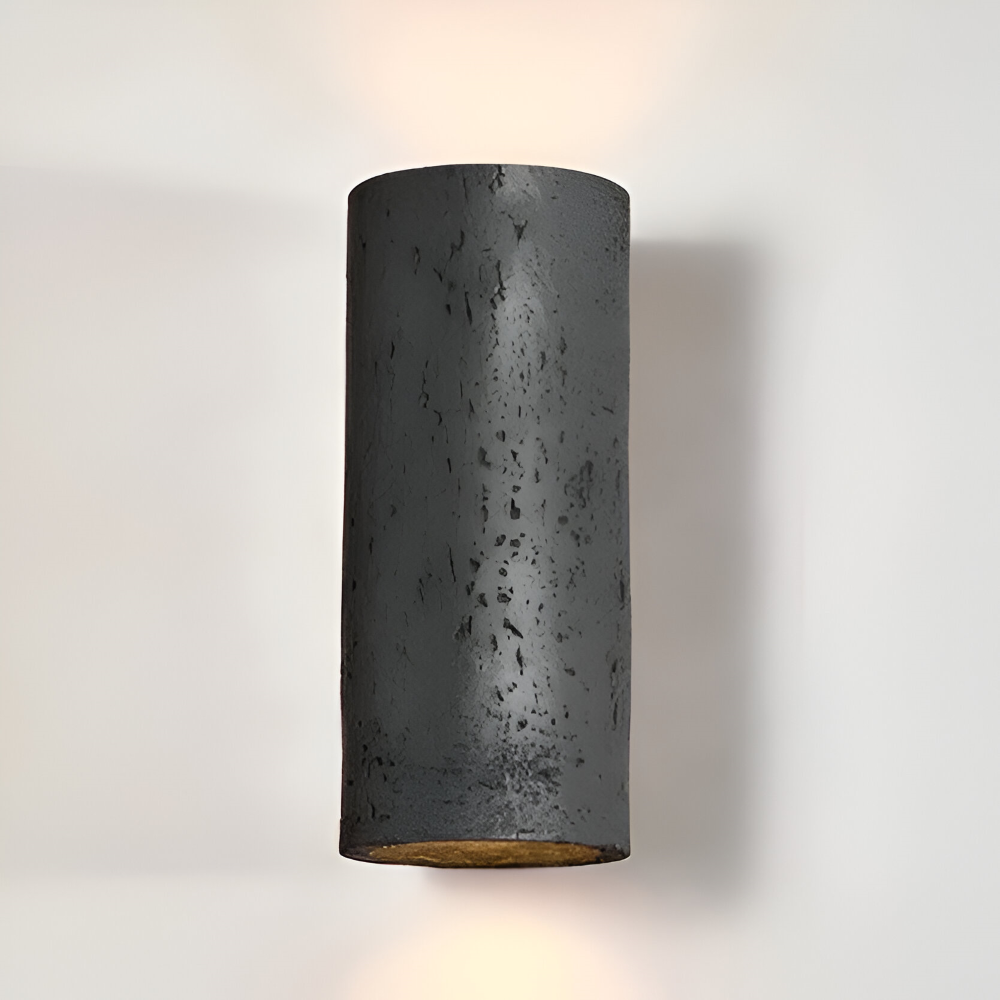 Cylindrisk væglampe i aluminium – wabi sabi LED up & down lampe