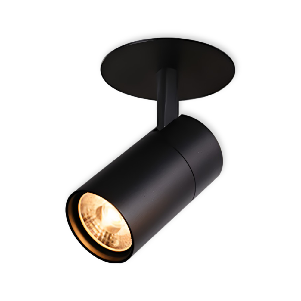 Indbyggede LED spotlights i aluminium – sort og hvid loftbelysning