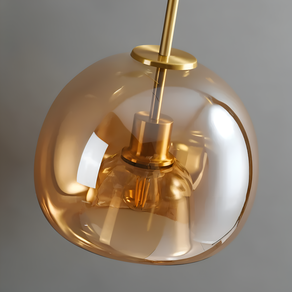 Moderne glasloftlampe i sort og guld
