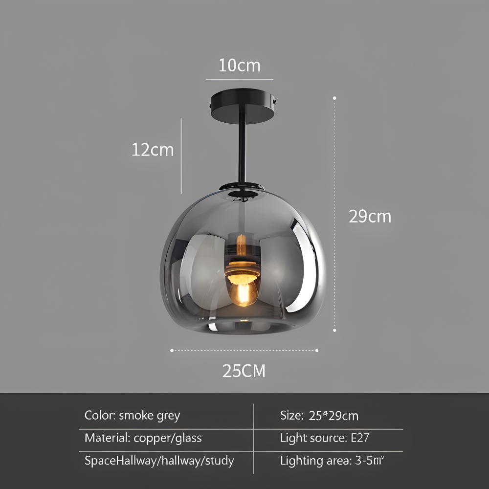 Moderne glasloftlampe i sort og guld