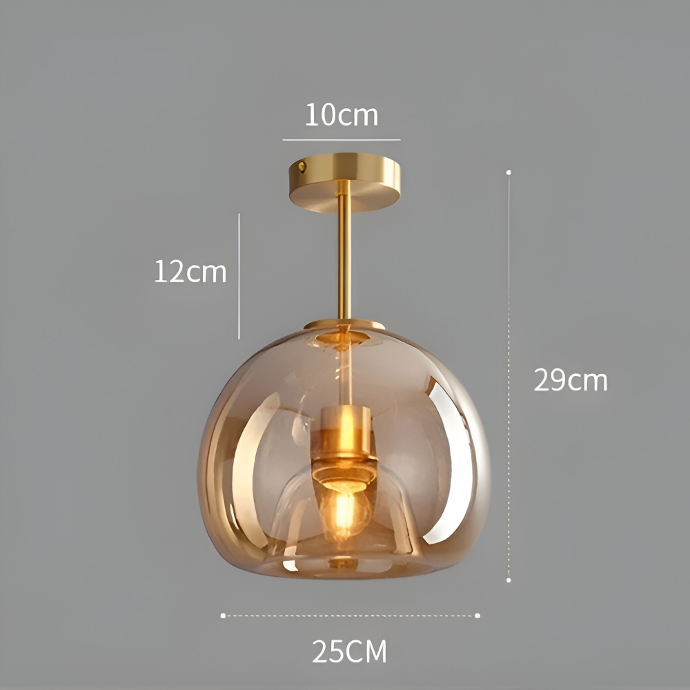 Moderne glasloftlampe i sort og guld