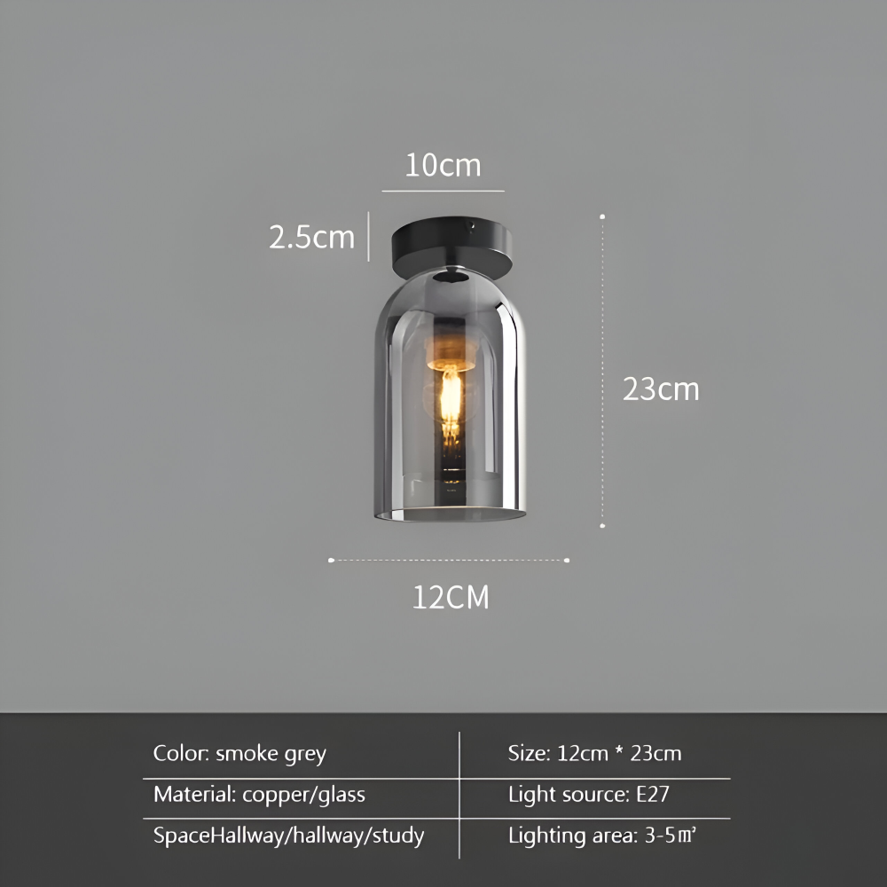 Moderne glasloftlampe i sort og guld