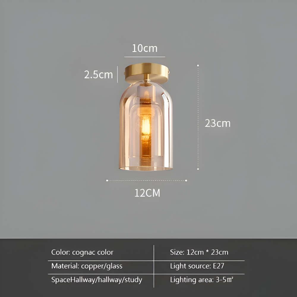 Moderne glasloftlampe i sort og guld