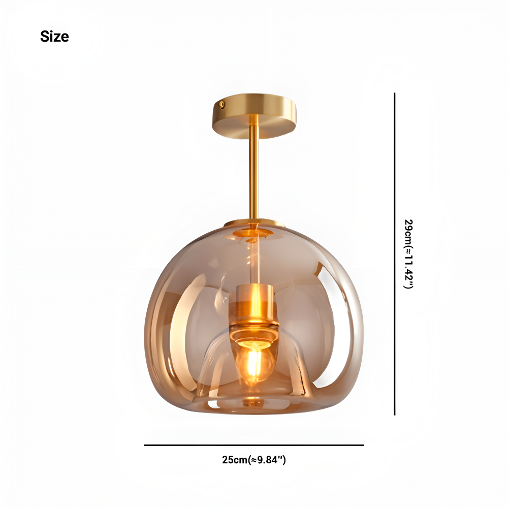 Moderne glasloftlampe i sort og guld